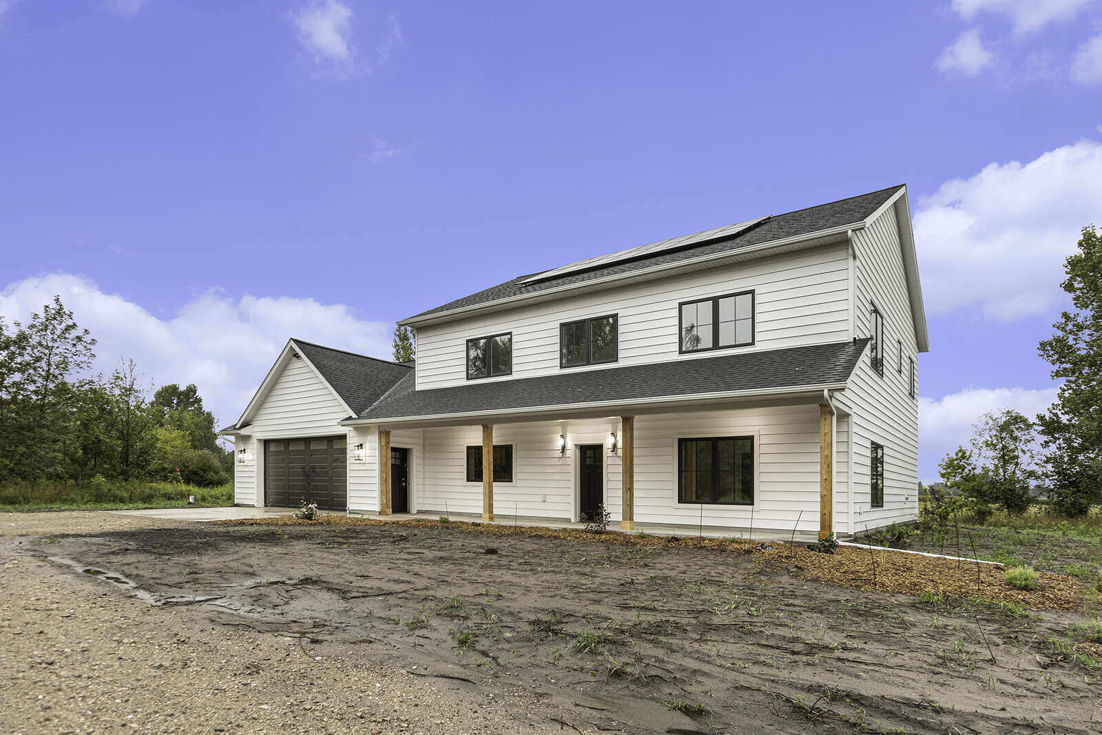 Exterior view of a custom-built home by R-Value Homes in West Michigan